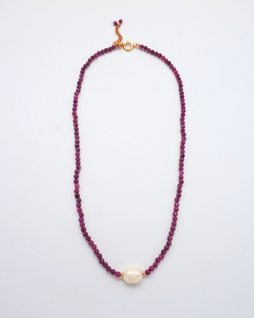 Ruby Necklace Small Pearl