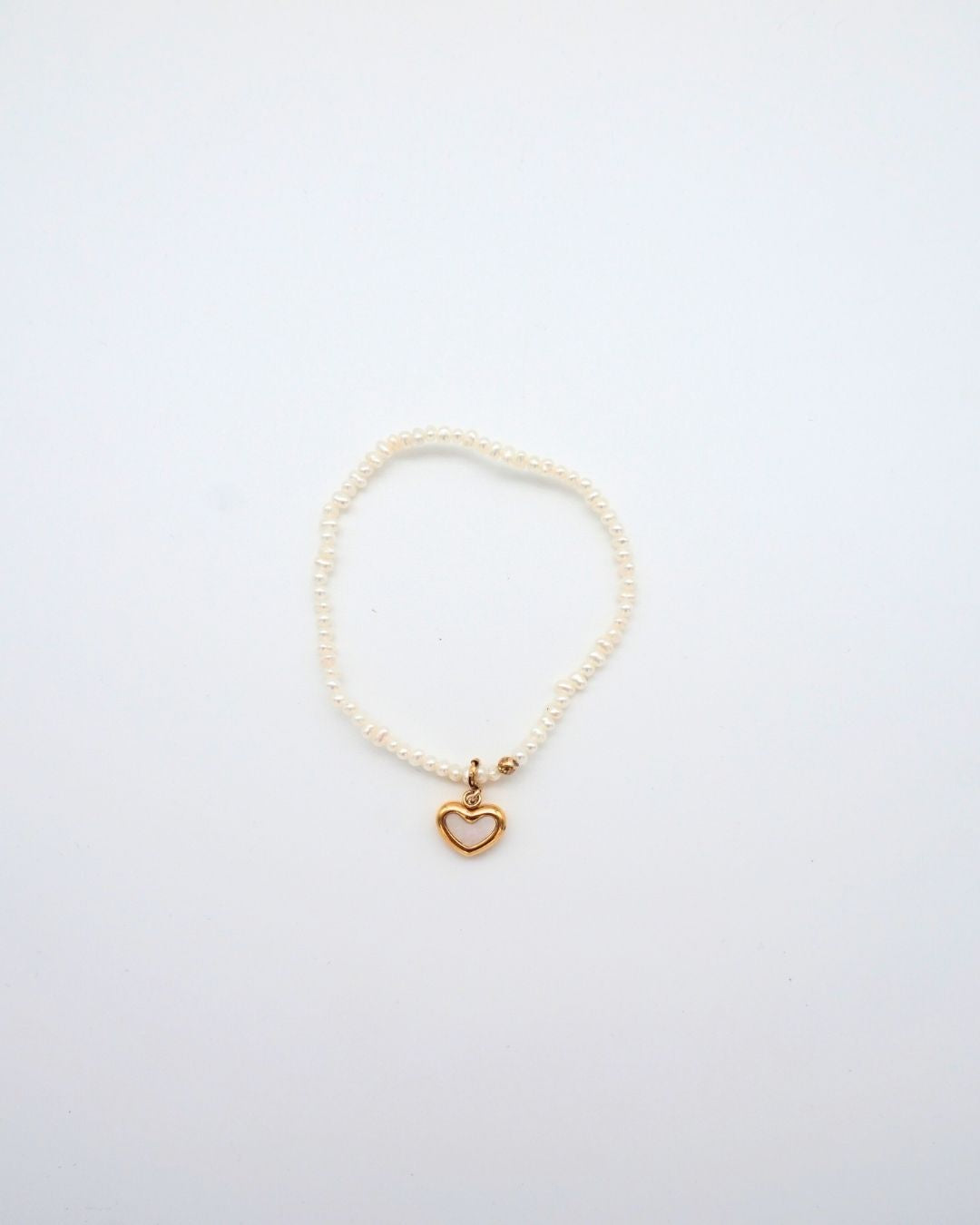Micro Pearl Bracelet With Gold Vermeil Heart Pendant