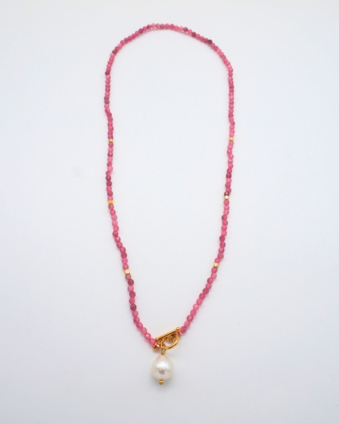 Pink Tourmaline Necklace Baroque Pearl