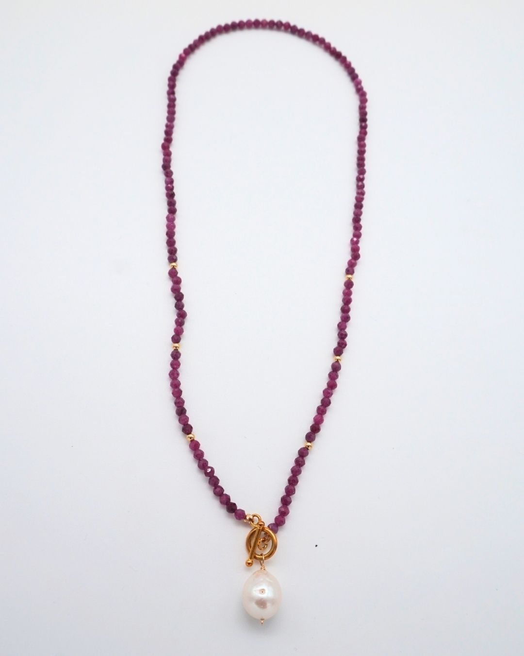 Ruby Necklace Baroque Pearl