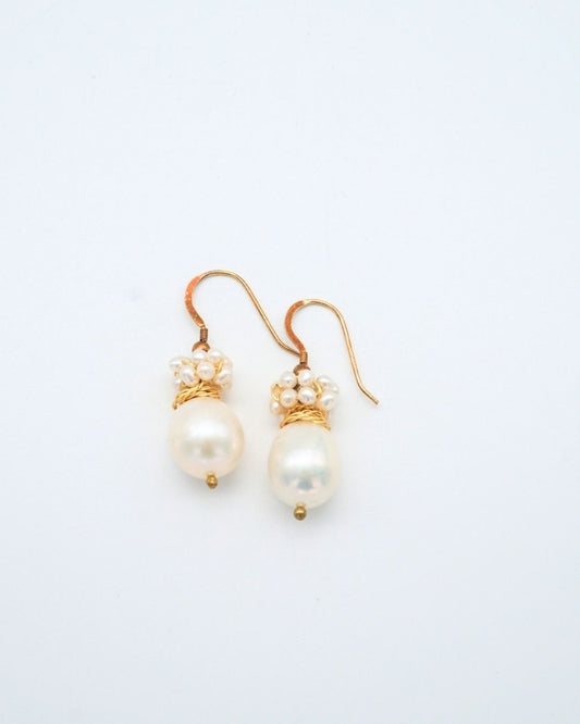 Medium Baroque Pearl Earrings With Micro Pearls