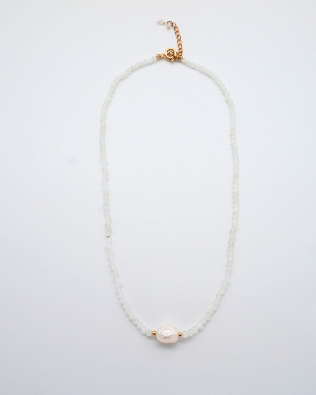 Rainbow Moonstone Necklace Small Pearl