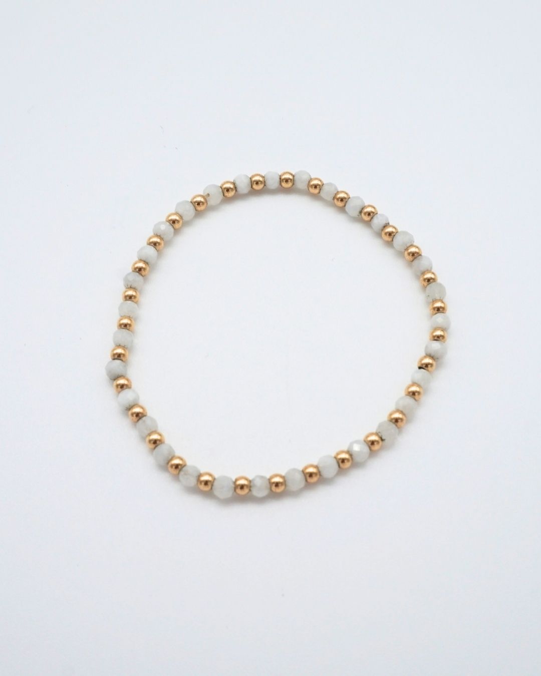 Rainbow Moonstone And Gold Bead Bracelet