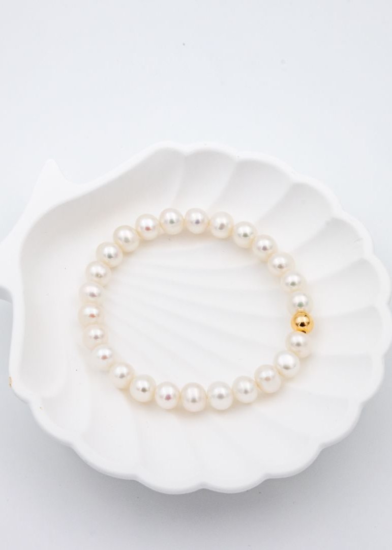 Essential Pearl Bracelet Gold Bead