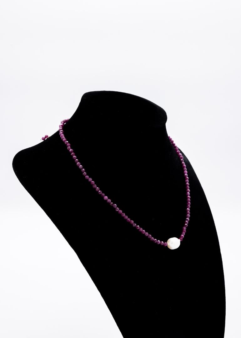 Ruby Necklace Small Pearl