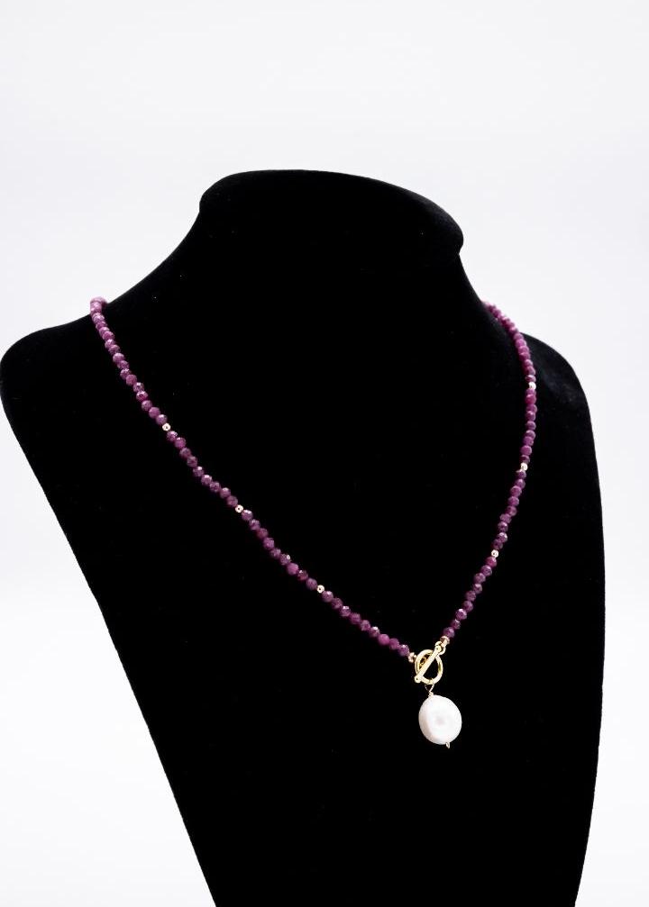 Ruby Necklace Baroque Pearl