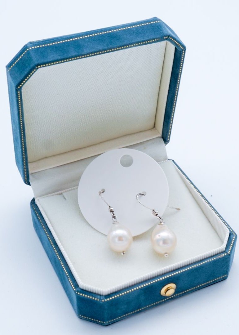 Medium Baroque Pearl Earrings Silver
