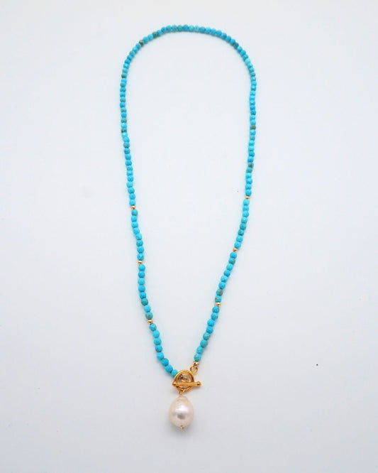 Chinese Turquoise Necklace Baroque Pearl