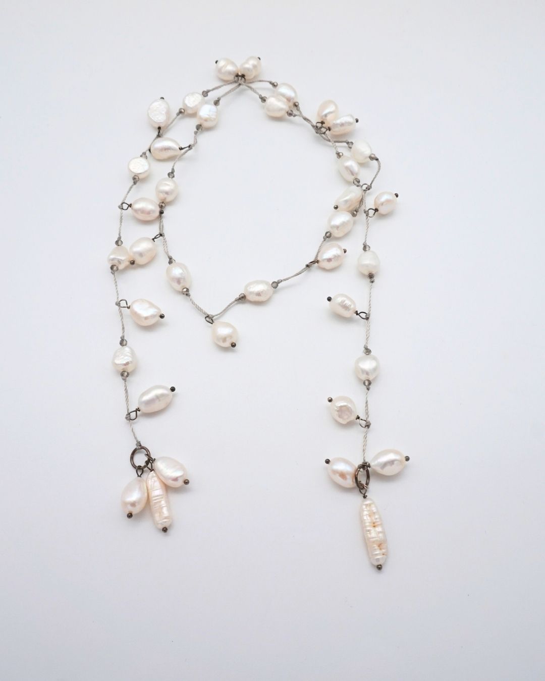 Baroque Pearl Open End Necklace - White