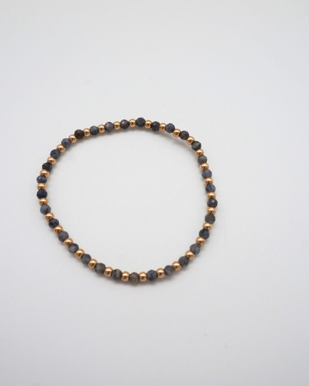 Black Spinel And Gold Bead Bracelet
