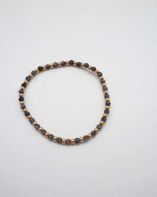 Black Spinel And Gold Bead Bracelet