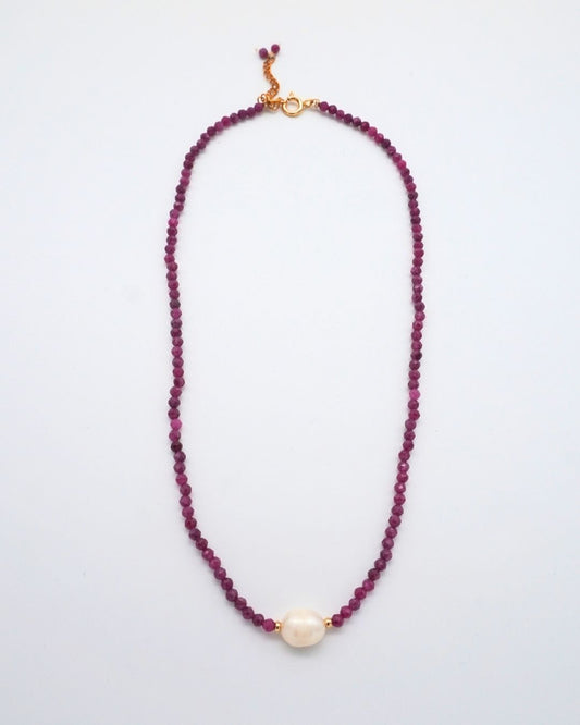 Ruby Necklace Small Pearl