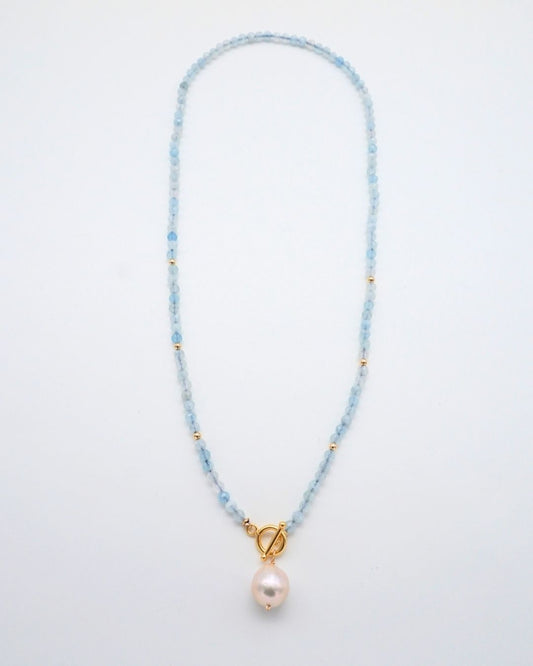 Aquamarine Necklace Baroque Pearl