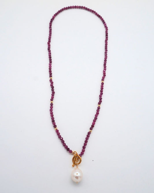 Ruby Necklace Baroque Pearl