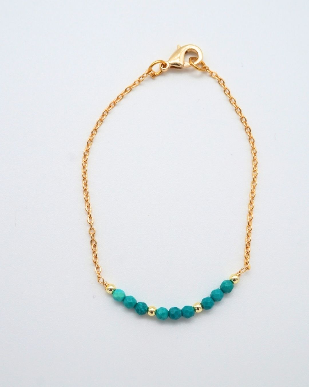 Gold Chain Bracelet with Chinese Turquoise