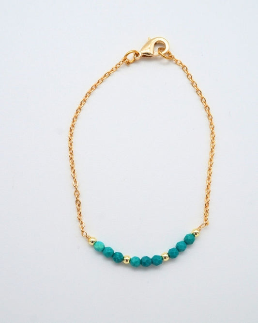 Gold Chain Bracelet with Chinese Turquoise