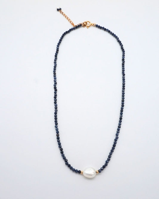 Black Spinel Necklace Small Pearl