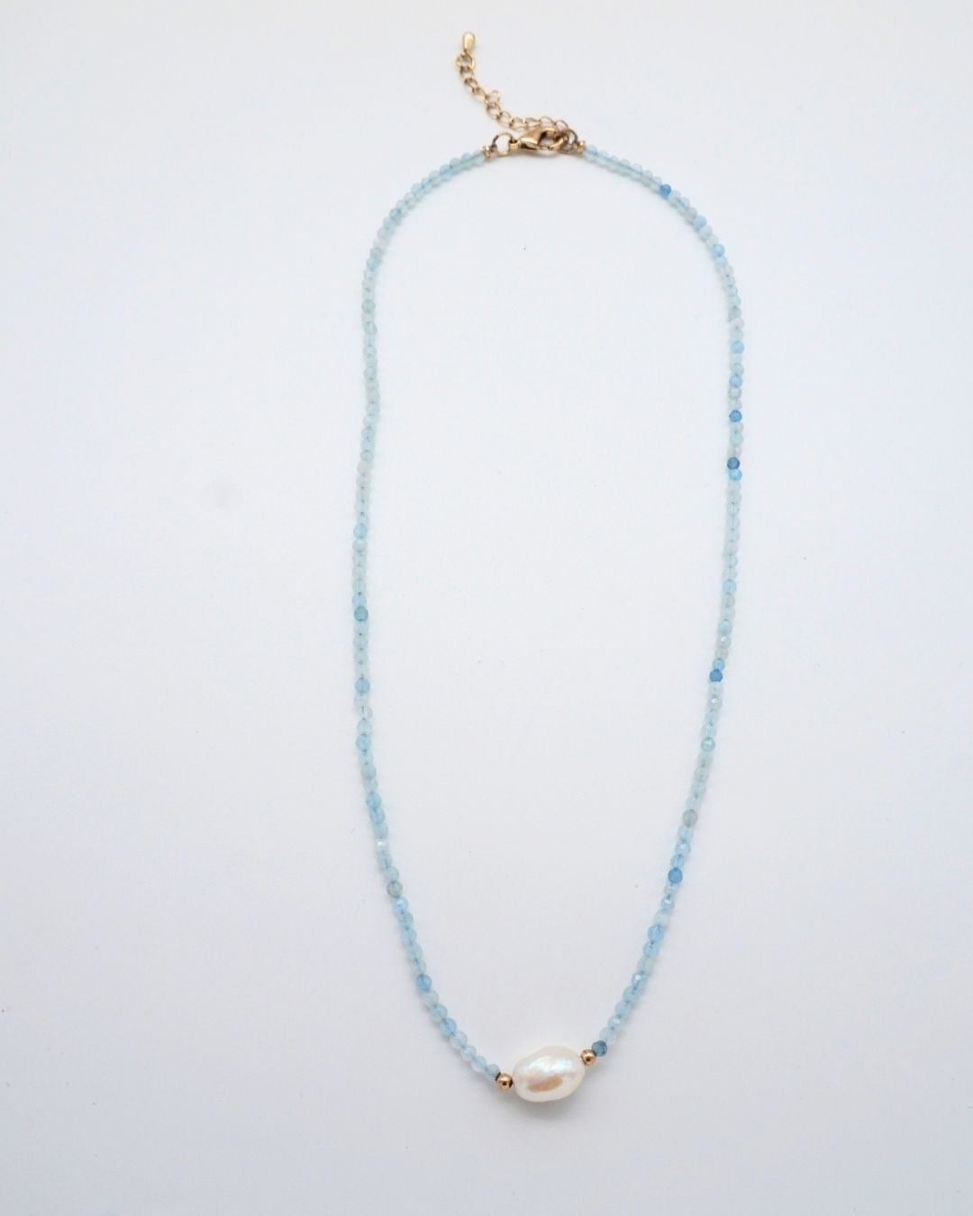 Aquamarine Necklace Small Pearl