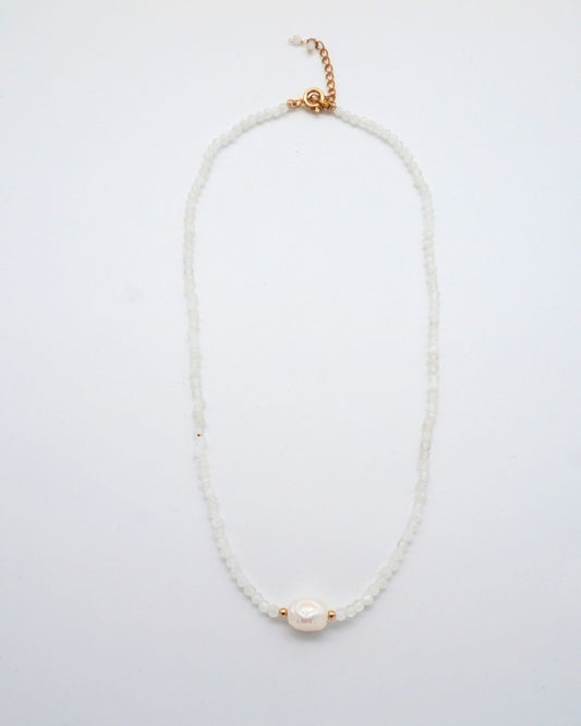 Rainbow Moonstone Necklace Small Pearl