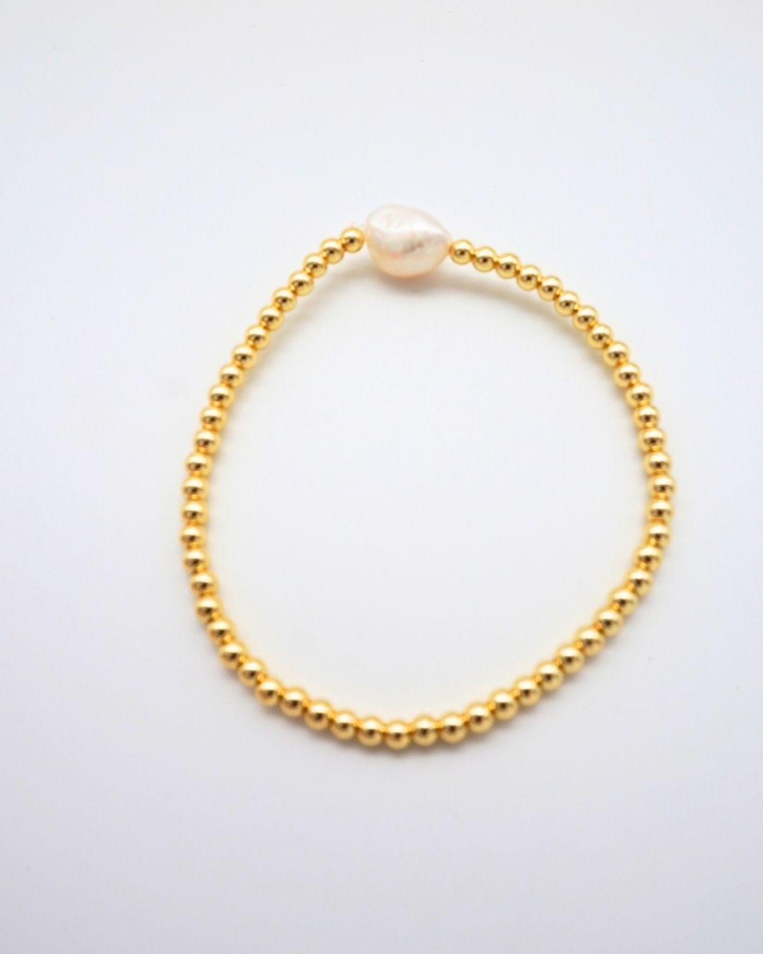 Gold Bead Bracelet With Baroque Pearl