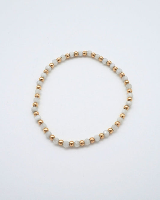 Rainbow Moonstone And Gold Bead Bracelet