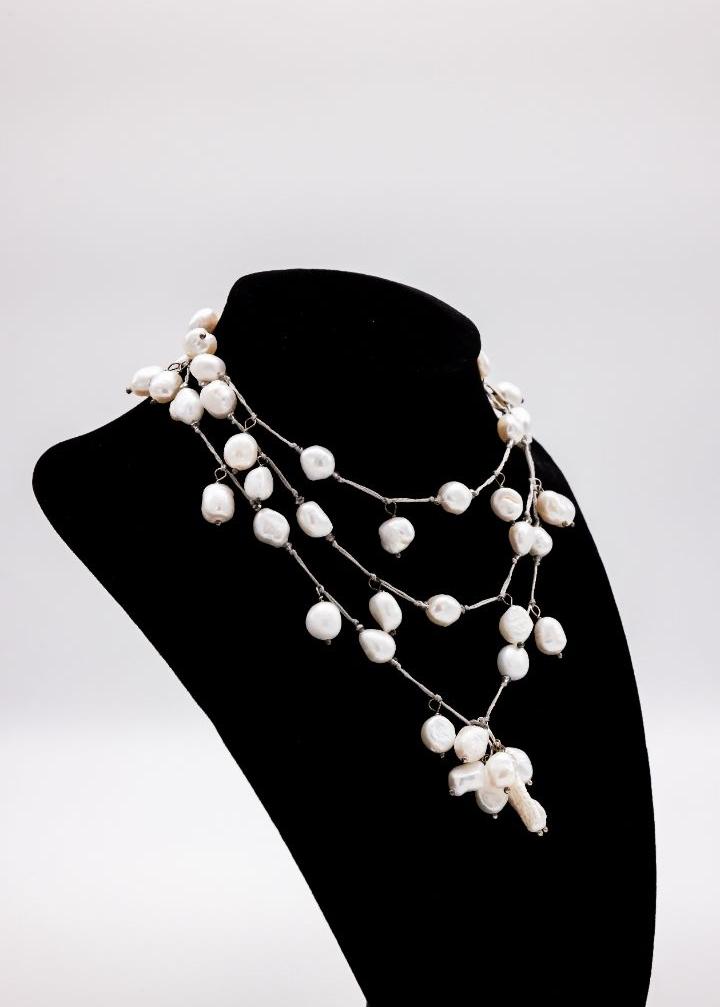 Baroque Pearl Open End Necklace - White