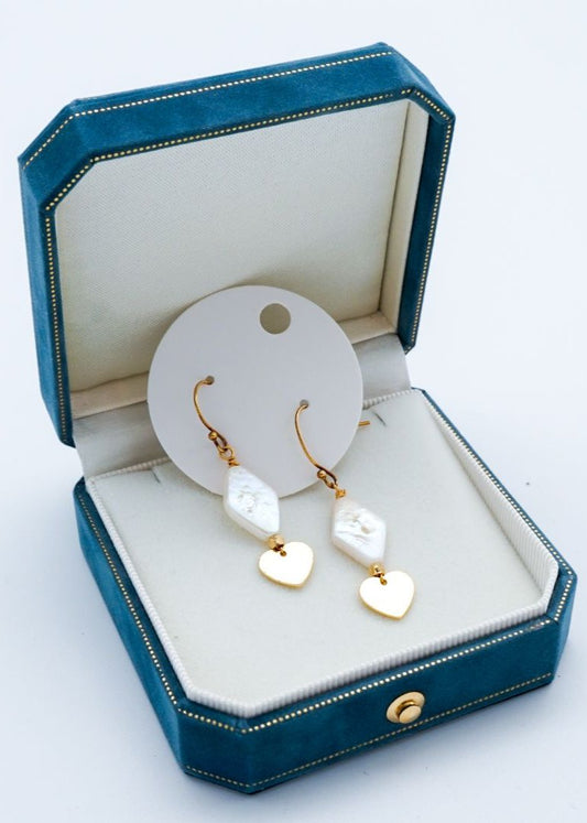 Diamond Shaped Pearl Earrings